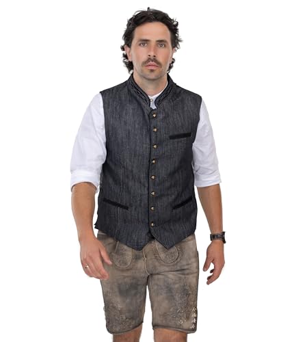 Schöneberger Trachten Herren Trachtenweste grau/anthrazit, klassische Lederhosen Lodenweste, Vintage Trachten-Weste-Gilet Thurgau (46) von Schöneberger Trachten Couture