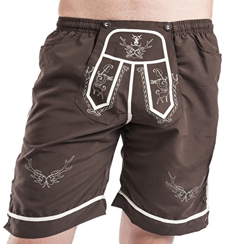 Schöneberger Trachten Couture Trachten Badehose - Strandjäger - Badeshorts braun - Lederhose - Trachtenbadehose (L) von Schöneberger Trachten Couture