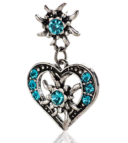 Trachten Ohrringe mit elegantem Alpenherz Anhänger - Dirndl und Lederhosen Ohrringe (Türkis -) von Schöneberger Trachten Couture
