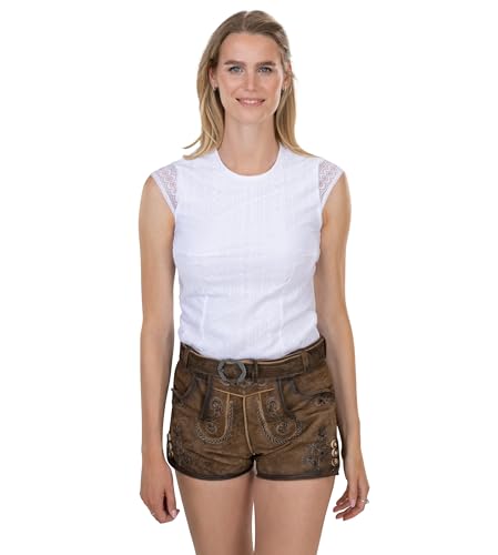 Trachtenbody aus Spitze - Eleganter und taillierter Damen Trachten Body – Stretch Trachtenbluse hochgeschlossen Mara (38) von Schöneberger Trachten Couture