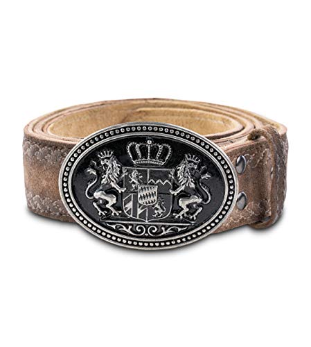 Trachtengürtel Matteo mit Stickereien - Echtleder Gürtel der Meisterstückserie - Original Schöneberger Trachten Lederhosen Ledergürtel - Matteo (54/56, Braun-Antik) von Schöneberger Trachten Couture