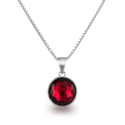 Schöner-SD Anhänger Kristall rund Halskette 925 Silber Rot von Schöner-SD