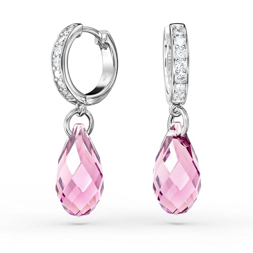 Schöner-SD Creolen Ohrringe 925 Silber mit 17mm Tropfen hängend Light Rose hell-rosa von Schöner-SD