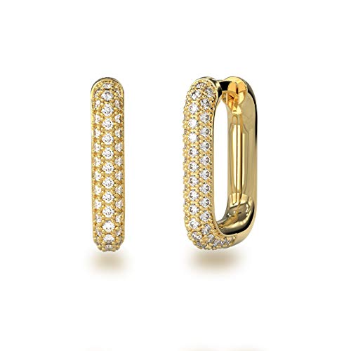 Schöner-SD Creolen Ohrringe mit Zirkonia Steinen 925 Silber gold plattiert von Schöner-SD