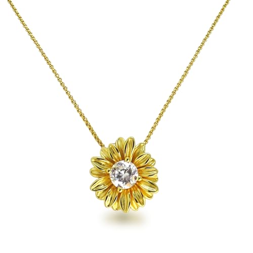 Schöner-SD Damen Halskette Blume 925 Silber vergoldet von Schöner-SD