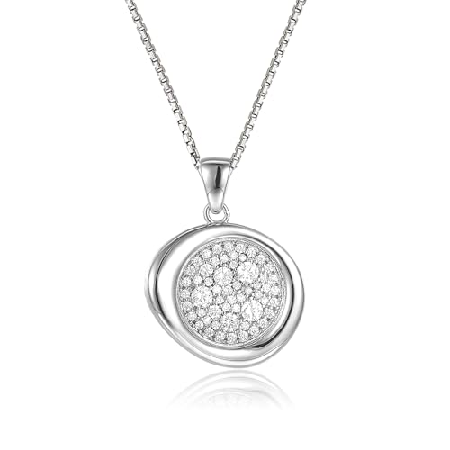 Schöner-SD Damen Kette Silber 925 mit Anhänger massiv mit Zirkonia von Schöner-SD