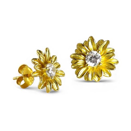 Schöner-SD Damen Ohrstecker Blume in vergoldetem Silber 925 von Schöner-SD