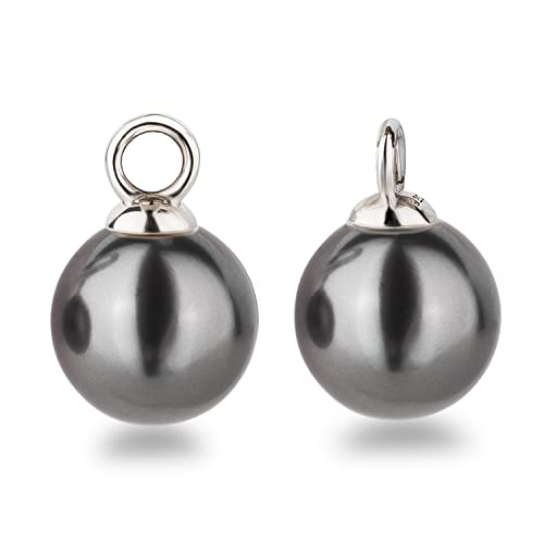 Schöner-SD Einhänger für Creolen 1 Paar 925 Silber Anhänger Perle 10mm dunkel-grau von Schöner-SD