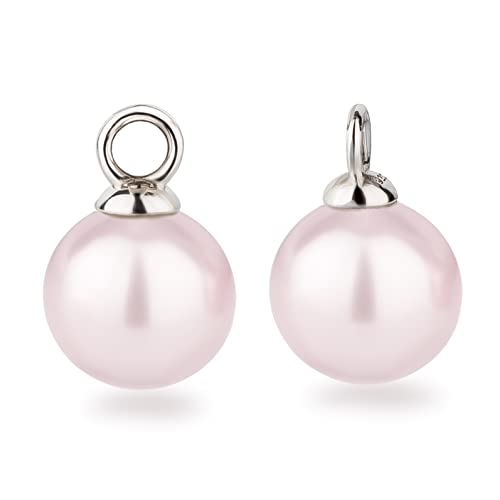 Schöner-SD Einhänger für Creolen 1 Paar 925 Silber Anhänger Perle 10mm hell-rosa von Schöner-SD
