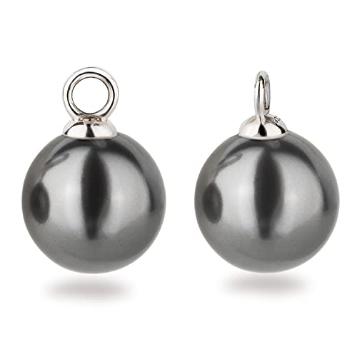 Schöner-SD Einhänger für Creolen 1 Paar 925 Silber Anhänger Perle 12mm dunkel-grau von Schöner-SD
