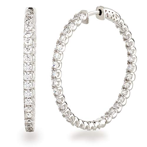 Schöner-SD Große Creolen 35mm mit Zirkonia außen und innen 925 Silber rhodiniert von Schöner-SD