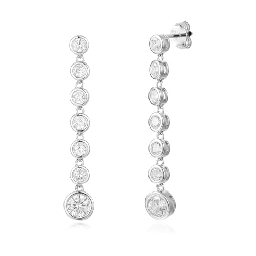 Schöner-SD Ohrringe Damen 925 Silber 34 mm lang mit Zirkonia von Schöner-SD