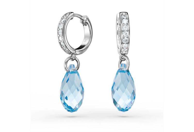 Schöner-SD Paar Ohrhänger Creolen Tropfen-Kristall 17mm Hängeohrringe Damen 925 Silber Rhodium, mit Markenkristall von Schöner-SD