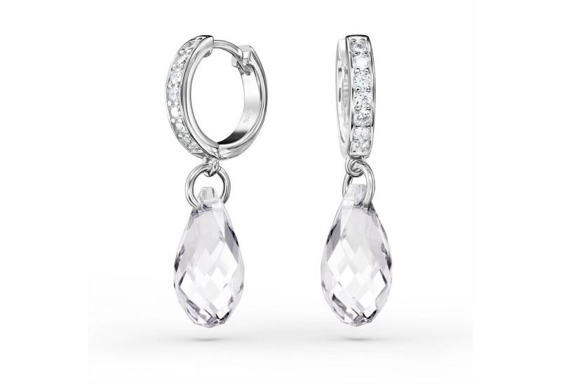 Schöner-SD Paar Ohrhänger Creolen Tropfen-Kristall 17mm Hängeohrringe Damen 925 Silber Rhodium, mit Markenkristall von Schöner-SD