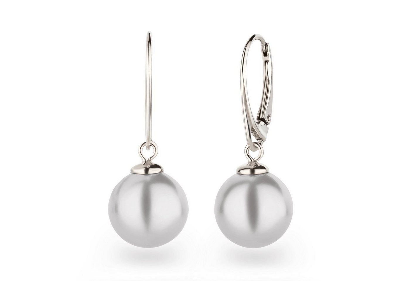 Schöner-SD Paar Ohrhänger mit Perle 12mm groß Perlenohrringe hängend, 925 Sterling Silber, Hänger von Schöner-SD