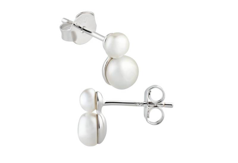 Schöner-SD Perlenohrringe Kleine Ohrstecker mit zwei Süßwasserperlen, Perlenohrstecker für Damen von Schöner-SD