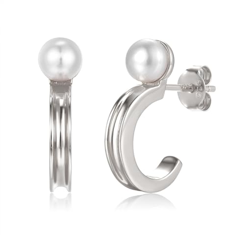Schöner-SD Perlenohrringe Silber-Ohrringe Halbcreolen, Farbe: Silber von Schöner-SD