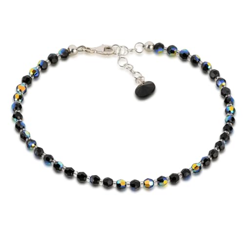 Schöner-SD Fußkette aus funkelnden Markenkristall-Perlen Schwarz AB Effekt von Schöner Schmuck-Design