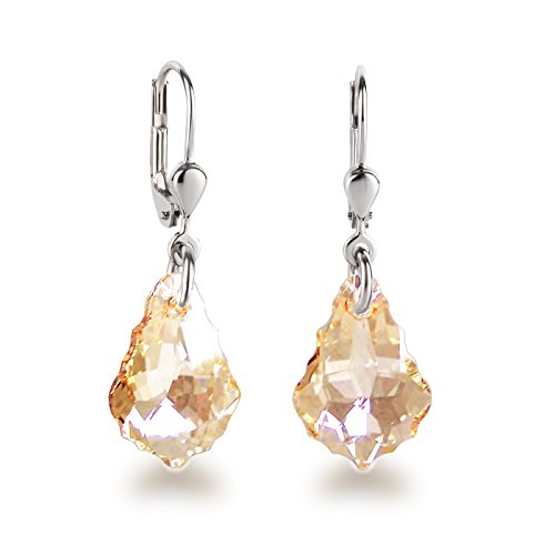 Schöner SD 925 Silber Ohrringe mit kleinen Kristall Barock Tropfen Golden Shadow von Schöner Schmuck-Design