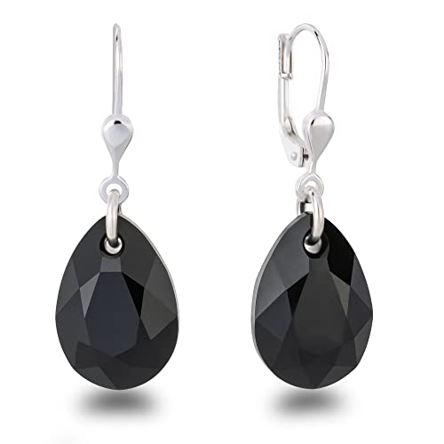 Schöner-SD 925 Silber Ohrringe Tropfen Kristall 16mm Jet Schwarz von Schöner Schmuck-Design