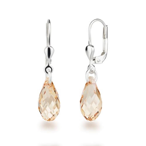 Schöner-SD Ohrringe 925 Silber mit kleinen Briolett Kristallen 13mm Crystal Aurora Boreale von Schöner Schmuck-Design