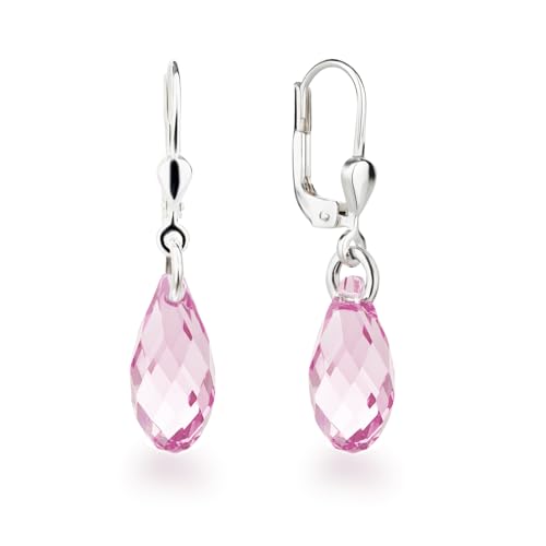 Schöner-SD Ohrringe 925 Silber mit kleinen Briolett Kristallen 13mm Crystal Aurora Boreale von Schöner Schmuck-Design