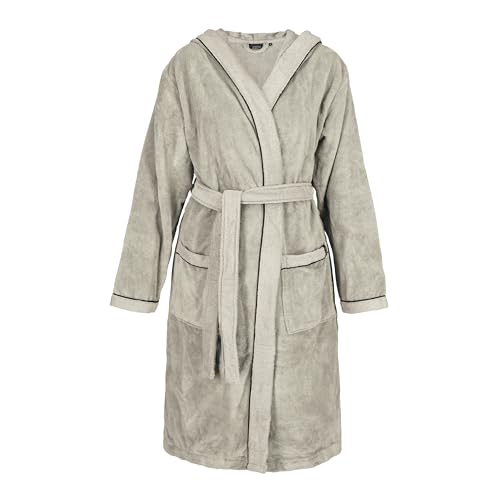 Schöner Wohnen Bademantel Damen & Herren Frottee Beige mit Kapuze - Flauschig & Saugstark - Größe M - Baumwolle-Mischgewebe, Doubleface - Ideal für Sauna & Zuhause von Schöner Wohnen Kollektion