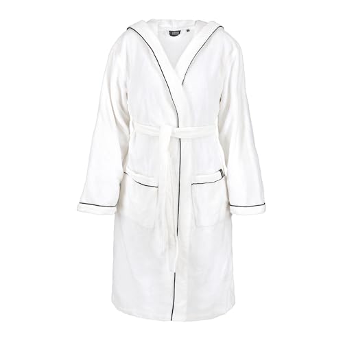 Schöner Wohnen Bademantel Damen & Herren - Frottee Weiß mit Kapuze - Flauschig & Saugstark - Größe L - Baumwolle-Mischgewebe, Doubleface - Ideal für Sauna & Zuhause von Schöner Wohnen Kollektion