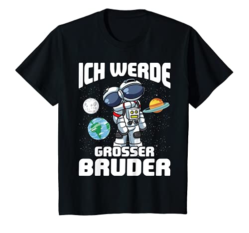 Kinder Ich Werde Großer Bruder Astronaut Schwangerschaft Verkünden T-Shirt von Schönes Grosser Bruder Geschenk Geburt