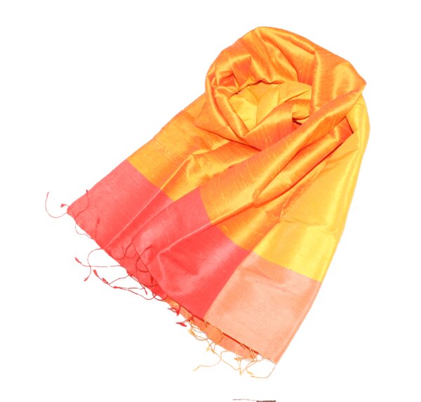 Schönes aus Indochina Edler Schal aus handgewebter Seide in gelb/orange von Schönes aus Indochina