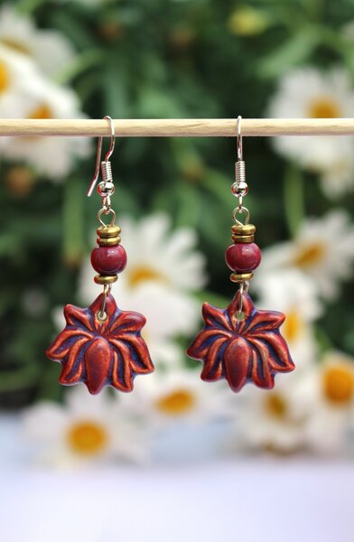 Schönes aus Indochina Schmuck Ohrringe aus Keramik Lotus, Blume und Fächer von Schönes aus Indochina