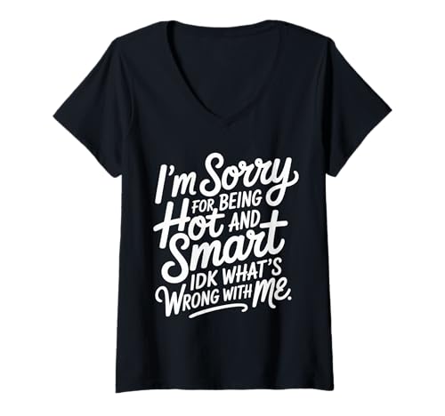 Damen Sorry I'm Hot and Smart No Idea What's Wrong with Me - T-Shirt mit V-Ausschnitt Damen Sorry I'm Hot and Smart No Idea What's Wrong with Me - T-Shirt mit V-Ausschnitt von Schönheit Humor Vertrauen