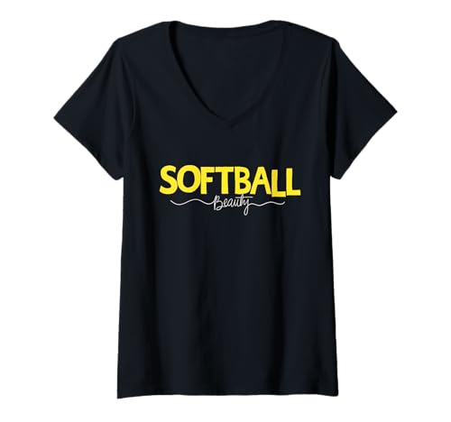 Damen Softball Schönheit, Mädchen Frauen Spieler Sport T -Shirt T-Shirt mit V-Ausschnitt Damen Softball Schönheit, Mädchen Frauen Spieler Sport T -Shirt T-Shirt mit V-Ausschnitt von Schönheitssportkleidung