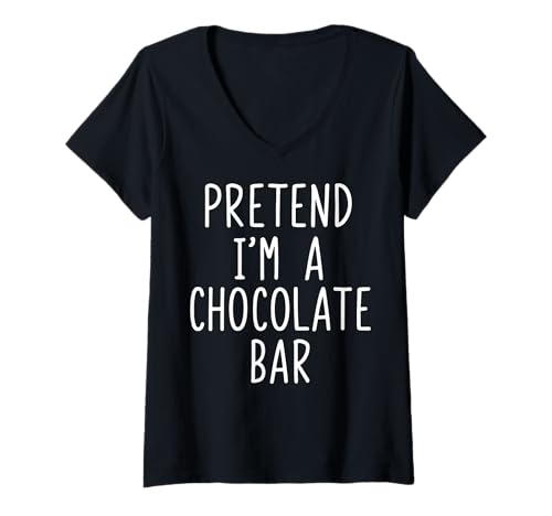 Damen Pretend I'm A Chocolate Bar Halloween kostüm T-Shirt mit V-Ausschnitt von Schokolade Süßigkeiten Schokoladenriegel