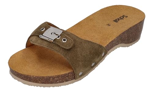 Scholl Damenschuhe - Pantoletten PESCURA Heel Cork - kaki, Größe:41 EU von Scholl