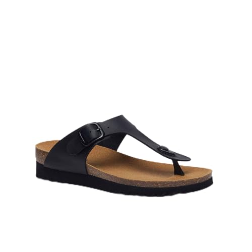 Scholl, Damen Zehentrenner mit Kork-Fußbett, Schwarz , 42 EU von Scholl