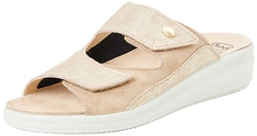 Scholl Damen Antonia Elastic Sandale, Platinum Gold, 36 EU Weit von Scholl