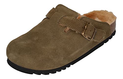 Scholl Damenschuhe Pantoletten FAE Fur - Khaki, Größe:39 EU von Scholl