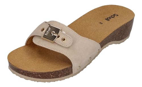 Scholl Damenschuhe - Pantoletten PESCURA Heel Cork - Off-White, Größe:37 EU von Scholl