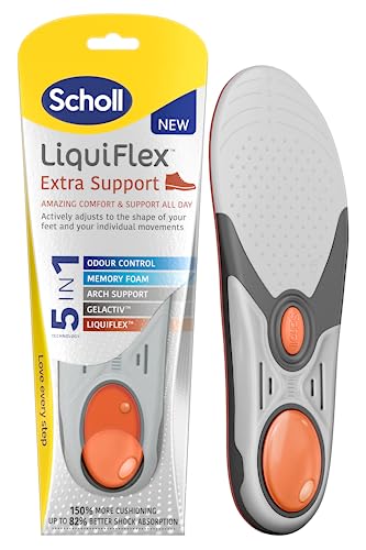 Scholl Liquiflex Extra Stütz-Einlegesohlen für Herren, Größe 36-47, 1 Paar zuschneidbare Gel-Einlegesohlen mit Memory-Schaum und Unterstützung des Fußgewölbes von Scholl