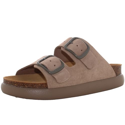 Scholl Noelle Chunky Pantolette Dark Beige Suede - Veloursleder Beige Gr. 40 von Scholl