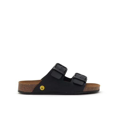 Scholl Unisex Cork Pro 2 Fibbie Flache Sandale, Schwarz, 36 EU von Scholl