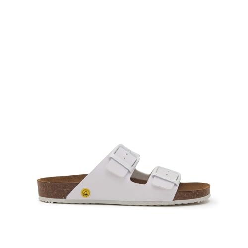 Scholl Unisex Cork Pro 2 Fibbie Flache Sandale, weiß, 48 EU Scholl Unisex Cork Pro 2 Fibbie Flache Sandale, weiß, 48 EU von Scholl