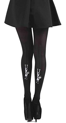 Schompi Damen Strumpfhose mit Katzen Motiv - Katze Tights Schwarz, Größe:Einheitsgröße von Schompi