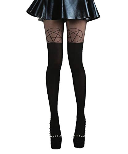 Schompi Tights - Pentagramm Strumpfhose Schwarz, Größe:Einheitsgröße von Schompi
