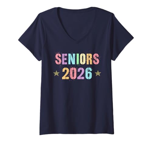 Damen Jahrgang Seniors des Jahrgangs 2026, Abschlussstufe: Fast da, Bruder T-Shirt mit V-Ausschnitt Damen Jahrgang Seniors des Jahrgangs 2026, Abschlussstufe: Fast da, Bruder T-Shirt mit V-Ausschnitt von School 12 Years Later Yearbook Girls Senior Rocks