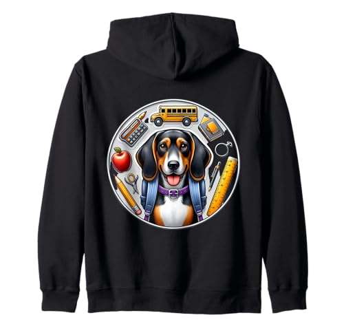Back To School Coonhound Hund für Jungen und Mädchen, Schwarz und Hellbraun Kapuzenjacke von School Black and Tan Coonhound Dog Products
