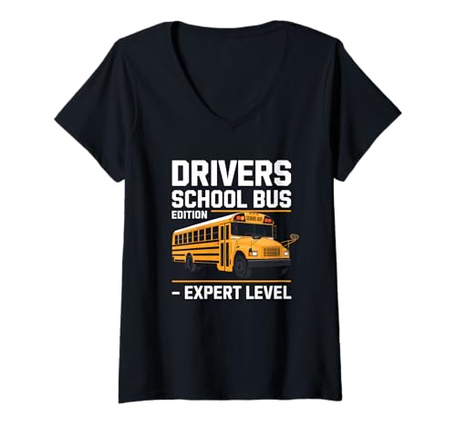 Damen Drivers School Bus Edition Expert Level Schulbusfahrer T-Shirt mit V-Ausschnitt Damen Drivers School Bus Edition Expert Level Schulbusfahrer T-Shirt mit V-Ausschnitt von School Bus Driver School Bus Ride Bus Riding