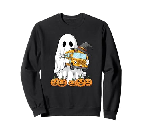 Lustiger Geist Schulbus Kürbis Halloween Kinder Herren Damen Sweatshirt von School Bus Lovers Cute Halloween Outfits Boy Girl