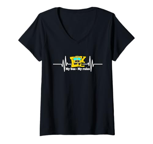 Damen Schulbus-Monitor Mein Bus, Meine Regeln T-Shirt mit V-Ausschnitt von School Bus Monitor School Transport